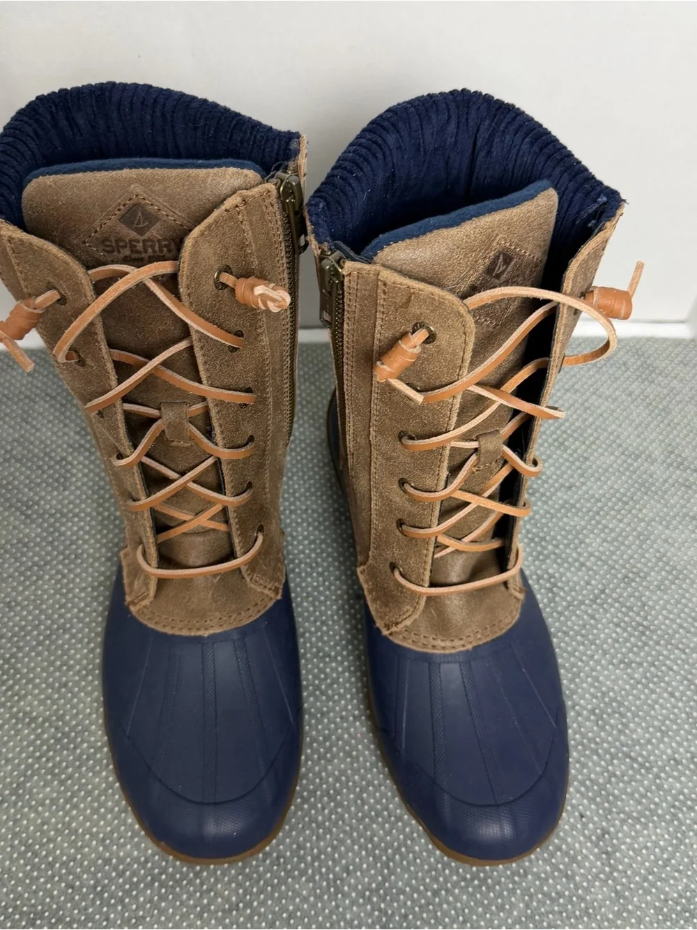 Sperry Navy and Brown Lace-Up Waterproof Winter Boots